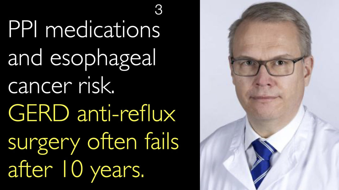 La chirurgie antireflux pour le RGO présente un taux d'échec fréquent au-delà de 10 ans. Prise d'IPP et risque de cancer de l'œsophage. 3