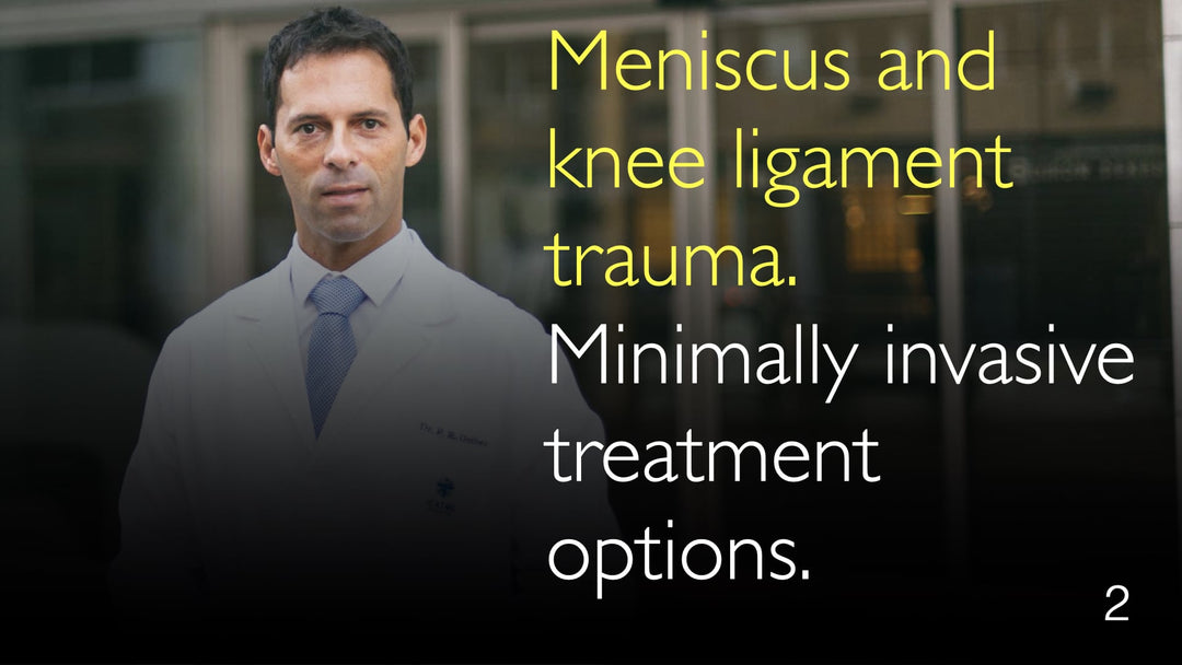 Traumatismes du ménisque et des ligaments du genou 
 Options de traitement minimalement invasives 
 Les lésions du ménisque et des ligaments du genou sont fréquentes, en
