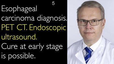 Diagnostic du carcinome œsophagien. Tomographie par émission de positons couplée au scanner (TEP-CT). Échographie endoscopique. Une guérison est envisageable à un stade précoce. 5